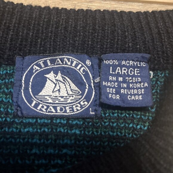 Men's VTG Atlantic Traders Geometric Knit Sweater LARGE Multicolor Grandpa Retro - Picture 7 of 10